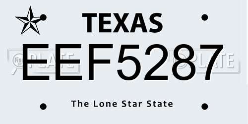 EEF5287 Texas License Plate
