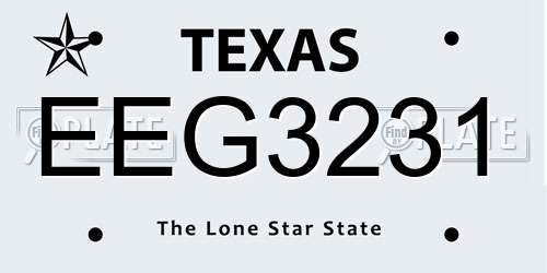 EEG3231 Texas License Plate