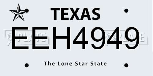 EEH4949 Texas License Plate