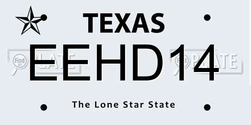 EEHD14 Texas License Plate
