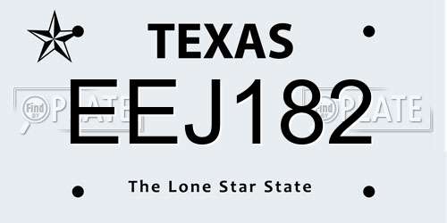 EEJ182 Texas License Plate