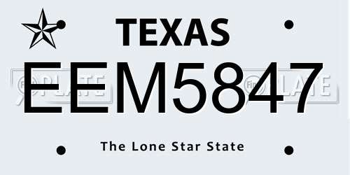 EEM5847 Texas License Plate