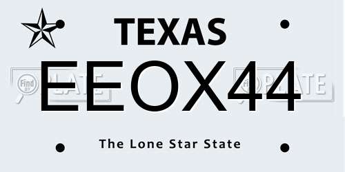 EEOX44 Texas License Plate