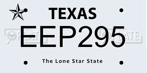 EEP295 Texas License Plate
