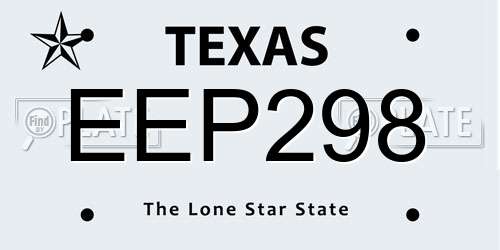 EEP298 Texas License Plate