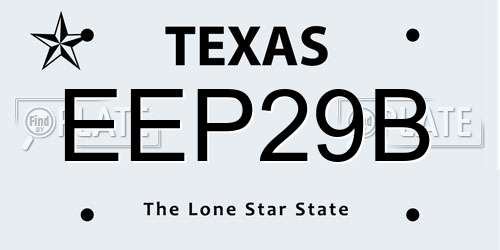 EEP29B Texas License Plate