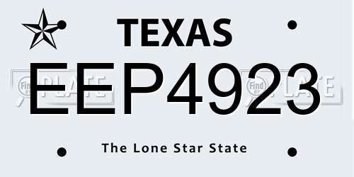 EEP4923 Texas License Plate