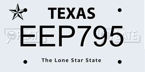 EEP795 Texas License Plate