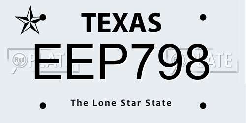 EEP798 Texas License Plate