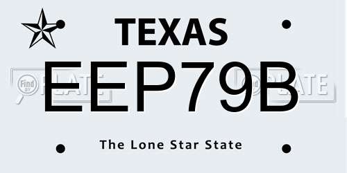 EEP79B Texas License Plate