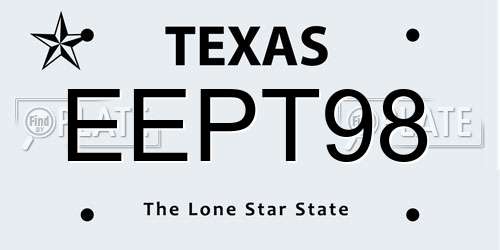 EEPT98 Texas License Plate