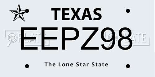 EEPZ98 Texas License Plate