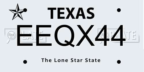 EEQX44 Texas License Plate