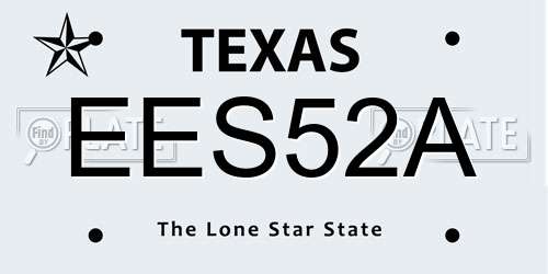 EES52A Texas License Plate