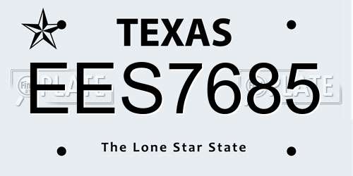 EES7685 Texas License Plate