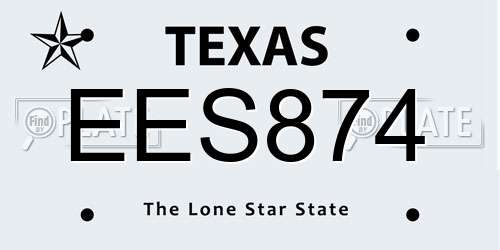 EES874 Texas License Plate