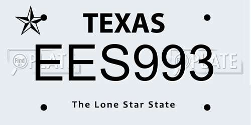 EES993 Texas License Plate