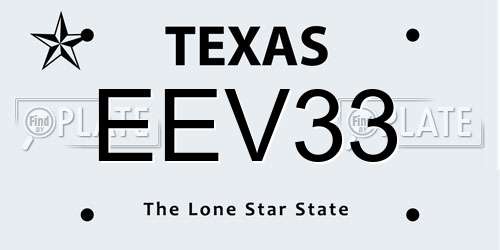 EEV33 Texas License Plate