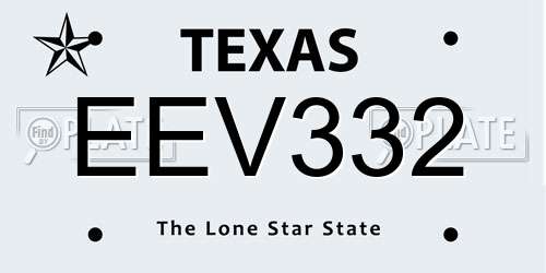 EEV332 Texas License Plate