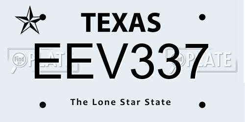 EEV337 Texas License Plate