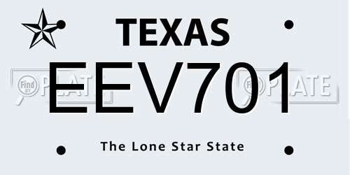 EEV701 Texas License Plate