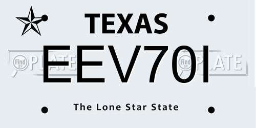 EEV70I Texas License Plate