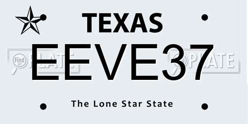 EEVE37 Texas License Plate
