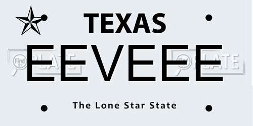 EEVEEE Texas License Plate