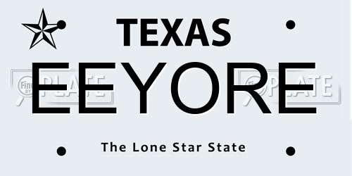 EEYORE Texas License Plate