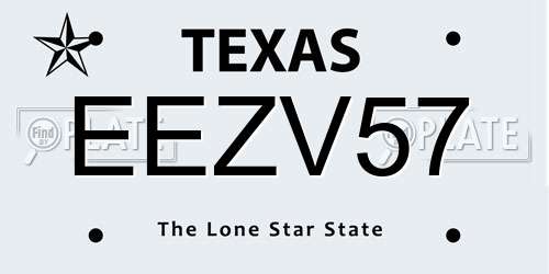 EEZV57 Texas License Plate