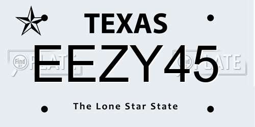 EEZY45 Texas License Plate