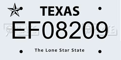 EF08209 Texas License Plate