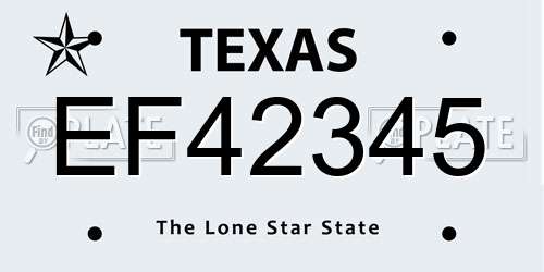 EF42345 Texas License Plate