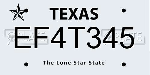 EF4T345 Texas License Plate