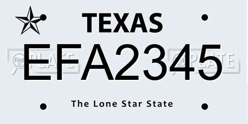 EFA2345 Texas License Plate