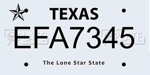 EFA7345 Texas License Plate