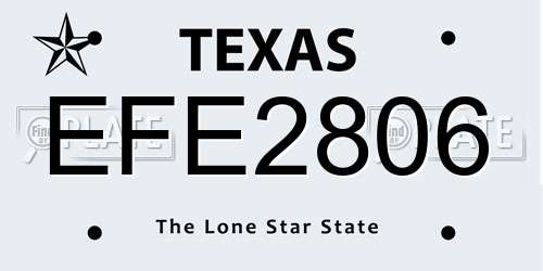 EFE2806 Texas License Plate