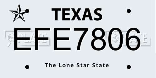 EFE7806 Texas License Plate