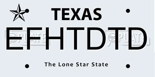 EFHTDTD Texas License Plate