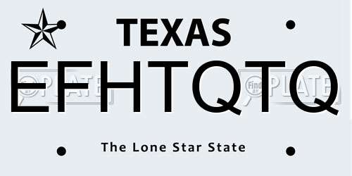 EFHTQTQ Texas License Plate