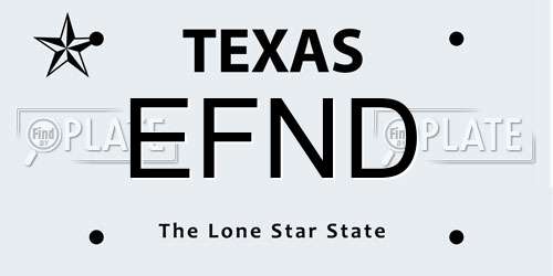 EFND Texas License Plate