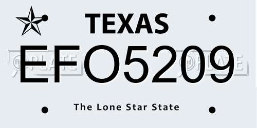 EFO5209 Texas License Plate
