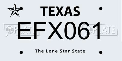 EFX061 Texas License Plate