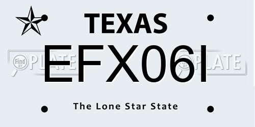 EFX06I Texas License Plate