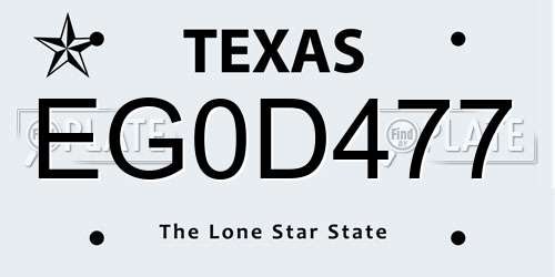 EG0D477 Texas License Plate