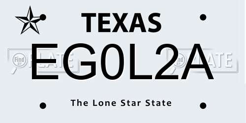 EG0L2A Texas License Plate