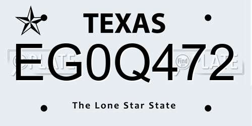 EG0Q472 Texas License Plate