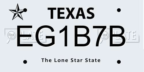 EG1B7B Texas License Plate