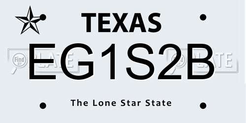 EG1S2B Texas License Plate