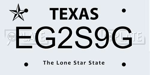 EG2S9G Texas License Plate